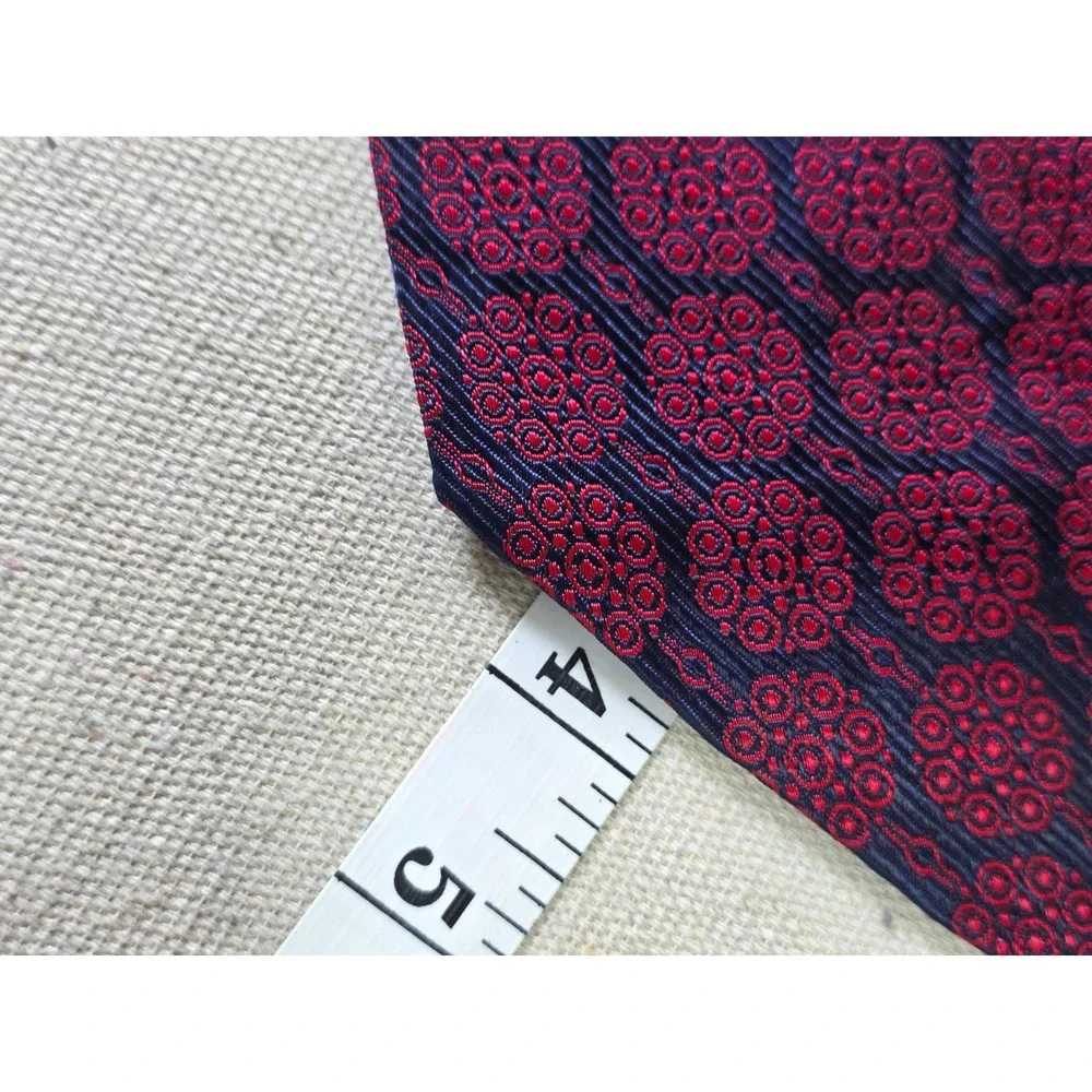 Vintage Vogue Creation Mens Tie Navy Red Geometric Medallion Acetate RN 31614